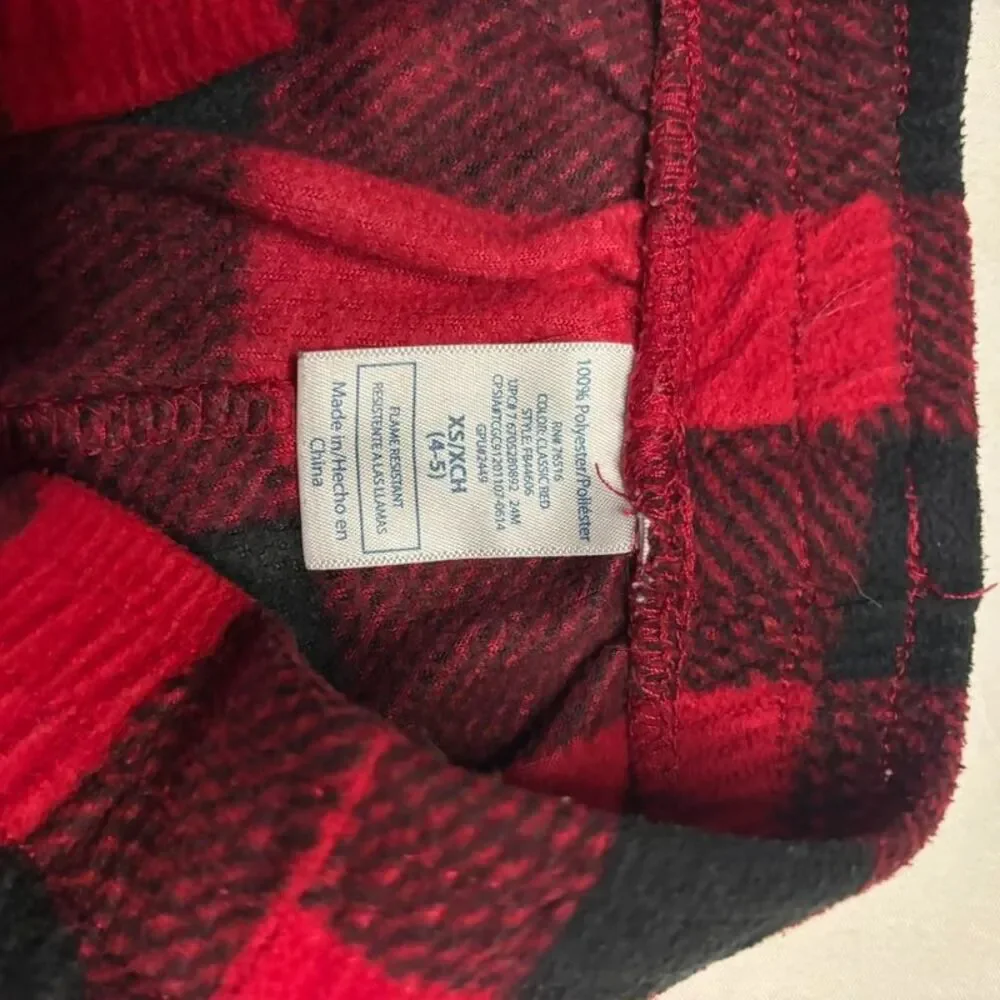 Red Black Buffalo Plaid Fleece Pants Size XS (4-5) | Kids Pajama Lounge Pants